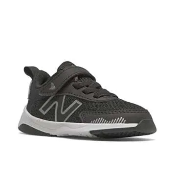 New Balance Kid's Dynasoft 545 V1 Hook and Loop Running Shoe, Black/White/Silver Metallic, 12.5 Little Kid
