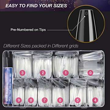 Vogcrest Coffin Nail Tips Long Fake Nails, Acrylic Press on Nails Full Cover Clear Ballerina Nails With Nail Glues File In Case 10 Sizes 500PCS Artificial False Nails For Nail Salons DIY Nail Art Home