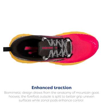 Brooks Women’s Cascadia 17 Trail Running Shoe - Diva Pink/Black/Lemon Chrome - 5 Medium