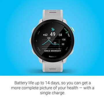 Garmin Forerunner 55, GPS Running Watch with Daily Suggested Workouts, Up to 2 weeks of Battery Life, White