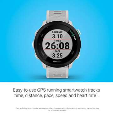 Garmin Forerunner 55, GPS Running Watch with Daily Suggested Workouts, Up to 2 weeks of Battery Life, White