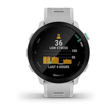 Garmin Forerunner 55, GPS Running Watch with Daily Suggested Workouts, Up to 2 weeks of Battery Life, White