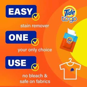 Tide To Go Stain Remover Wipes for Clothes, Instant Laundry Travel Stain & Spot Remover, 3 Pack, (30 Wipes Total)