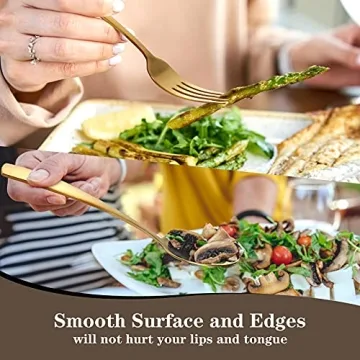 Matte Gold Silverware Set - GIOCOCO 20 PCS Stainless Steel Flatware Sets Thick Cutlery Set Durable Utensils Set Service For 4, Elegant Tableware Set For Home Kitchen and Restaurant, Dishwasher Safe