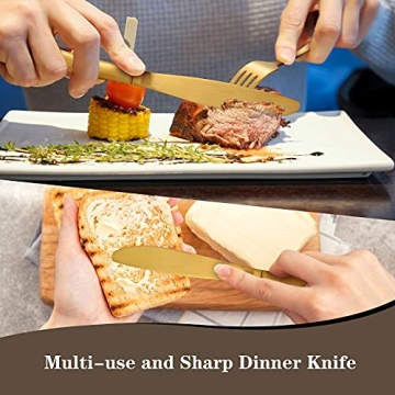 Matte Gold Silverware Set - GIOCOCO 20 PCS Stainless Steel Flatware Sets Thick Cutlery Set Durable Utensils Set Service For 4, Elegant Tableware Set For Home Kitchen and Restaurant, Dishwasher Safe