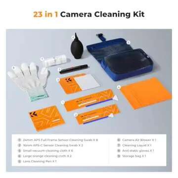 K&F Concept Professional Camera Cleaning Kit - Sensor Cleaner, APS-C & Full-Frame Swabs, Air Blower,...