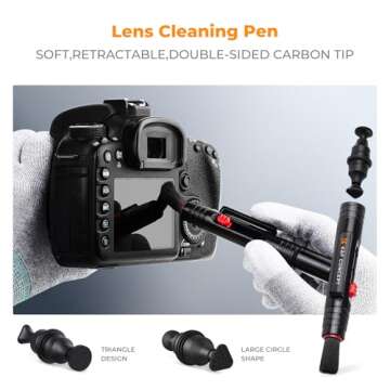 K&F Concept Professional Camera Cleaning Kit - Sensor Cleaner, APS-C & Full-Frame Swabs, Air Blower, Lens Brush, Gloves, Lens Cloths, Carry Case, Lens Cleaning Kit for FF DSLR & Mirrorless Cameras