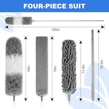 Dusters for Cleaning,Microfiber Duster Feather Duster with Extension Pole,4PCS Ceiling Fan Cleaner D...