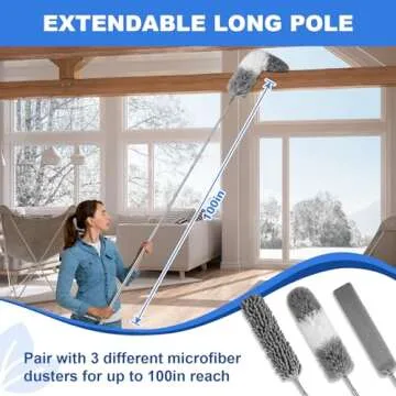 Dusters for Cleaning,Microfiber Duster Feather Duster with Extension Pole,4PCS Ceiling Fan Cleaner Duster,Long Duster Extended Handle,Blind Cleaner Dusting