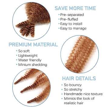 10 inch Marley Hair for Spring Twist Hair Passion Twist Hair Faux Locs Soft Locs Butterfly Locs Crochet Hair Short Marley Twist Braiding Hair Kinky Afro Twist Cuban Twist Hair Extensions(3Packs,30)