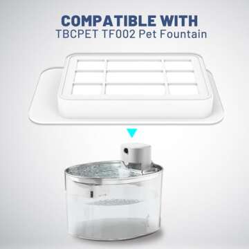 6 Packs Pet Fountain Filters Replacement for Wireless Pumps 74oz/2.2L Cat Water Fountain TF002 Battery Operated