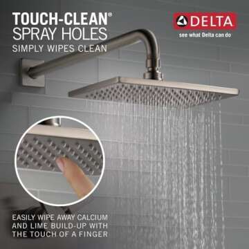 DELTA T14253-SS Vero 14 Series Function Trim Kit with Single-Spray Touch-Clean Rain Head, Stainless Shower Only, Without Rough
