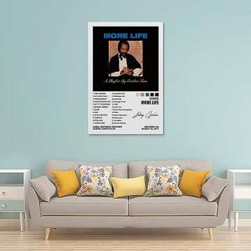 YELLOWV Drake Poster More Life Album Cover Canvas Wall Art 16x24 Inch