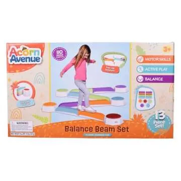 Acorn Avenue Balance Beam and Toddler Stepping Stones 13 Pieces, Non-Slip Plastic Balance Stackable Stepping Stones, Sensory Toys for Toddlers, Indoor or Outdoor Play, Easy Storage