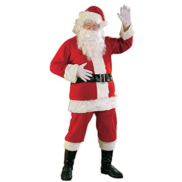 Rubies Men's Bright Red Flannel Santa Suit With Gloves - Adult Sized Christmas Costume