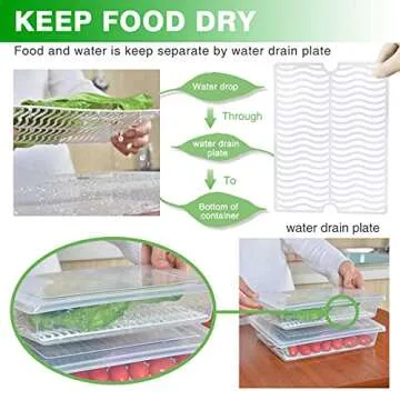 SILIVO Fridge Produce Saver Containers (3 Pack) - 2.5L Drain Tray Keeps Veggies, Fruits, Lettuce Fre...