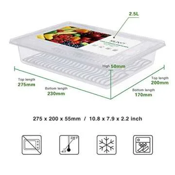 SILIVO Fridge Produce Saver Containers (3 Pack) - 2.5L Drain Tray Keeps Veggies, Fruits, Lettuce Fresh