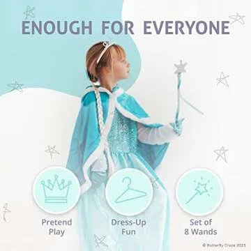 Butterfly Craze Sparkling Snowflake Fairy Wands - Set of 8, Perfect Party Favors for Frozen, Princess, or Fairy-Inspired Birthday Parties & Dress-Up Play, Shine Like a Star with these Magical Scepters