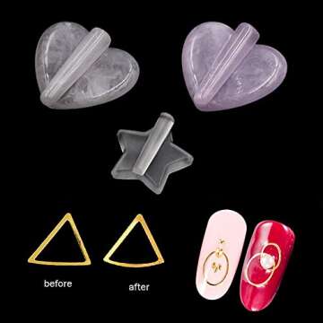 TXMOYI 3 Set Nail Embossed Mold Metal Frame Bending Curve Shaping Nail Tools Star Heart Acrylic Nail Art Bender Equipment for Nail Charms 3d Decors Design