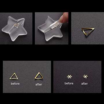 TXMOYI 3 Set Nail Embossed Mold Metal Frame Bending Curve Shaping Nail Tools Star Heart Acrylic Nail Art Bender Equipment for Nail Charms 3d Decors Design