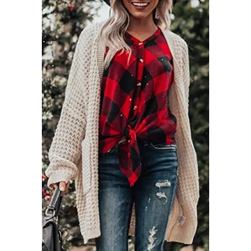 Stylish YIBOCK Women's Loose Knit Kimono Sweater