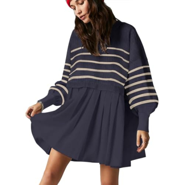 Womens Oversized Sweater Dress Spring Fall Trendy Long Sleeve Crewneck Pullover Tops Relaxed Fit Swe...