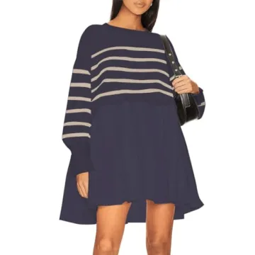 Womens Oversized Sweater Dress Spring Fall Trendy Long Sleeve Crewneck Pullover Tops Relaxed Fit Sweatshirts Mini Dresses