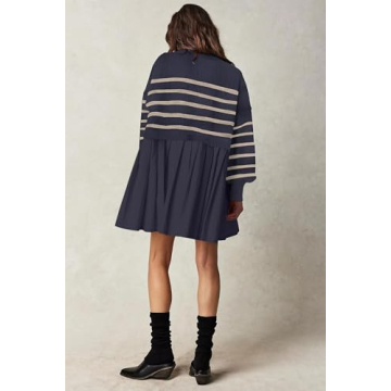 Womens Oversized Sweater Dress Spring Fall Trendy Long Sleeve Crewneck Pullover Tops Relaxed Fit Sweatshirts Mini Dresses