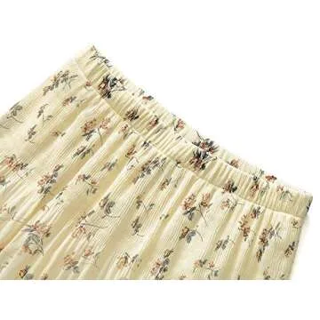 NASHALYLY Women's Chiffon Elastic High Waist Pleated A-Line Flared Maxi Skirts?Flower-203,L