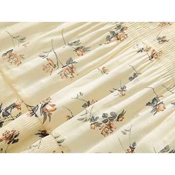 NASHALYLY Women's Chiffon Elastic High Waist Pleated A-Line Flared Maxi Skirts?Flower-203,L