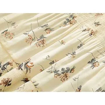 NASHALYLY Women's Chiffon Elastic High Waist Pleated A-Line Flared Maxi Skirts?Flower-203,L