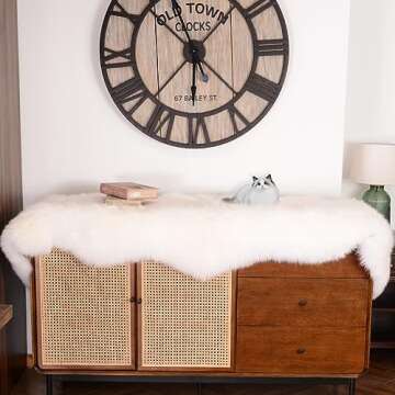 IRIWOOL Premium Genuine Fur Sheepskin Rug Real Australia Sheepskin Natural Luxury Fluffy Lambskin Fu...