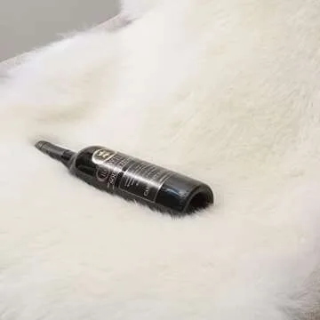 IRIWOOL Premium Genuine Fur Sheepskin Rug Real Australia Sheepskin Natural Luxury Fluffy Lambskin Fur Area Rug Seat Covers for Kids Bedroom Sofa Chair Cover (Creamy White, Double Pelt/2ft x 6ft)