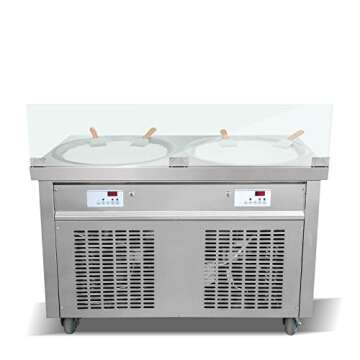 Kolice Commercial ETL NSF UL 55cm 22" Double Round Pans Fried Ice Cream Roll Machine, Yogurt Fry ice...