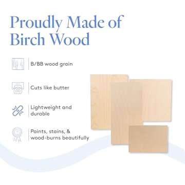 3 mm Baltic Birch Plywood 1/8 x 12 x 24 Inch, Box of 20 B/BB Grade Craft Wood, Stronger Than Basswood Sheets, for Laser, CNC Cutting and Wood Burning, by Woodpeckers