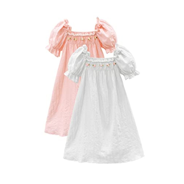 BANGSAUR Girls' Vintage Dresses - Charming Cotton Princess Sleepshirts for Ages 3-12