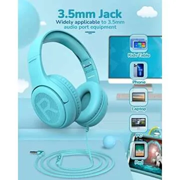 awatrue Toddler Kids Headphones Wired - Headphones for Kids Volume Limit 85/94dB Headset 3.5mm Jack Adjustable Foldable Headsets for Girls Boys Children Teens Pad Smartphones School