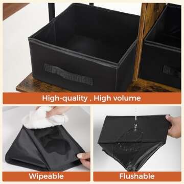 Dwanton Litter Box Enclosure with 2 Storage Shelves and 2 Drawers, 2-in-1 Hidden Cat Litter Box Enclosure Furniture with Shelf, Reversible Entrance, Washable Drawers, 50-Inch, Rustic Brown