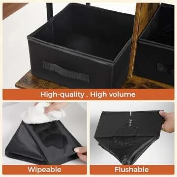 Dwanton Litter Box Enclosure with 2 Storage Shelves and 2 Drawers, 2-in-1 Hidden Cat Litter Box Enclosure Furniture with Shelf, Reversible Entrance, Washable Drawers, 50-Inch, Rustic Brown