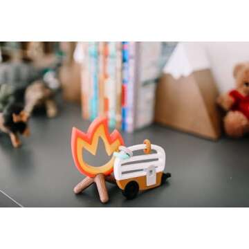 Lucy Darling Camper Baby Teether Set, 2 Pcs Textured Silicone Teething Toys, 0+ Months Baby Essentia...