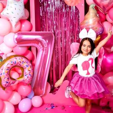 KatchOn, Giant Hot Pink Number 7 Balloon - 40 Inch | 7th Birthday Balloon for 7th Birthday Decorations | 7 Balloons for Birthday | Seven Balloon Number | 7 Year Old Balloon for 7 Year Decorations