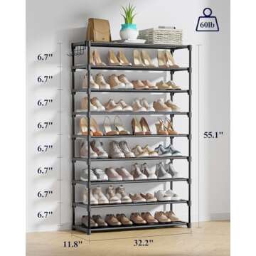 Kitsure Shoe Rack - Premium Non-Woven Shoe Rack Shelf, Shoe Organizer for Closet, Entryway, Garage &...