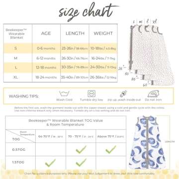 Burt's Bees Baby Baby Beekeeper Wearable Blanket, 100% Organic Cotton, Swaddle Transition Sleeping B...