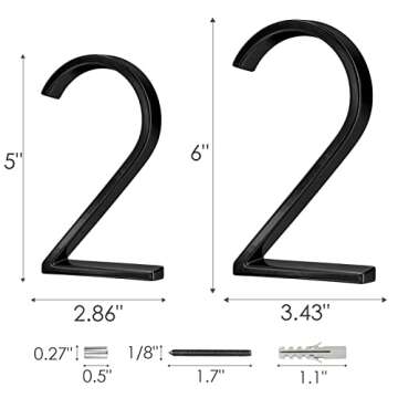 6 Inch Stainless Steel Floating House Number, Metal Modern House Numbers, for Outdoor Mailbox Yard H...