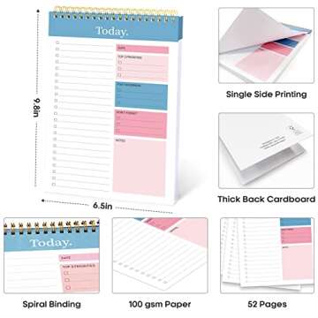 To Do List Pad - To Do List Notebook for Work with 52 Sheets, Undated Daily Planner Perfect for Daily Tasks and Goal Setting, To Do List Notepad Suitable for Office, Home and School-Early Dawn