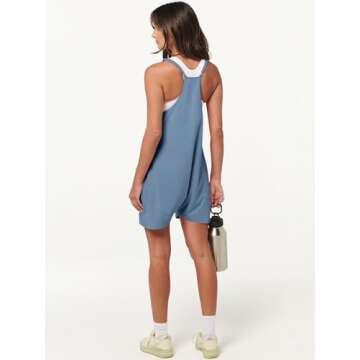 ANRABESS Womens Summer Casual Sleeveless Romper Loose Spaghetti Strap Overalls Shorts Jumpsuit with Pockets 2025 Clothes Medium