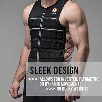 HYPERWEAR Hyper Vest ELITE Weighted Vest (Large 10 lbs) Adjustable Stretch CORDURA Fabric Zipper Thin Steel Weights for Running Strength Endurance Walking