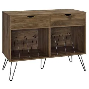 Novogratz Concord Turntable Stand with Drawers, Walnut