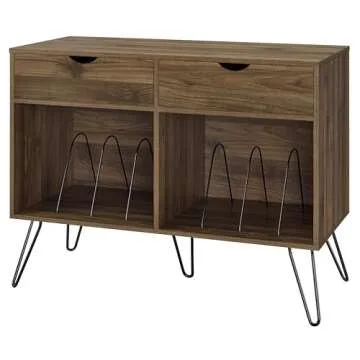 Novogratz Concord Turntable Stand with Drawers, Walnut