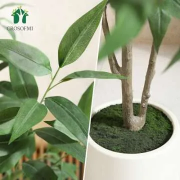 Artificial Eucalyptus Tree,5FT Fake Tree in White Imitation Ceramic Planter with Lifelike Moss,Faux Gum Tree Tree for Indoor Entryway Modern Decor Home Office Porch Balcony Shopping malls